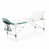 Массажный стол складной MED-MOS JFAL01A 3-х секционный, алюминиевая рама, белый-голубой